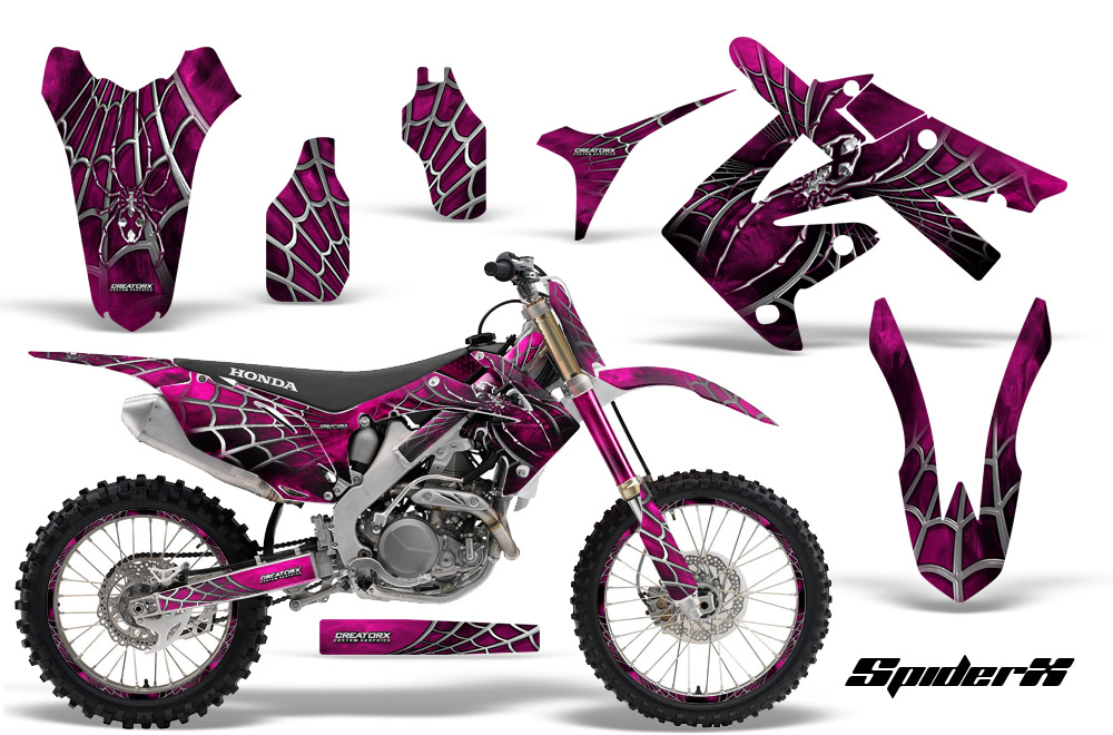 Honda CRF250 10-12 CRF450 09-12 Graphics Kit SpiderX Pink WB NP Rims